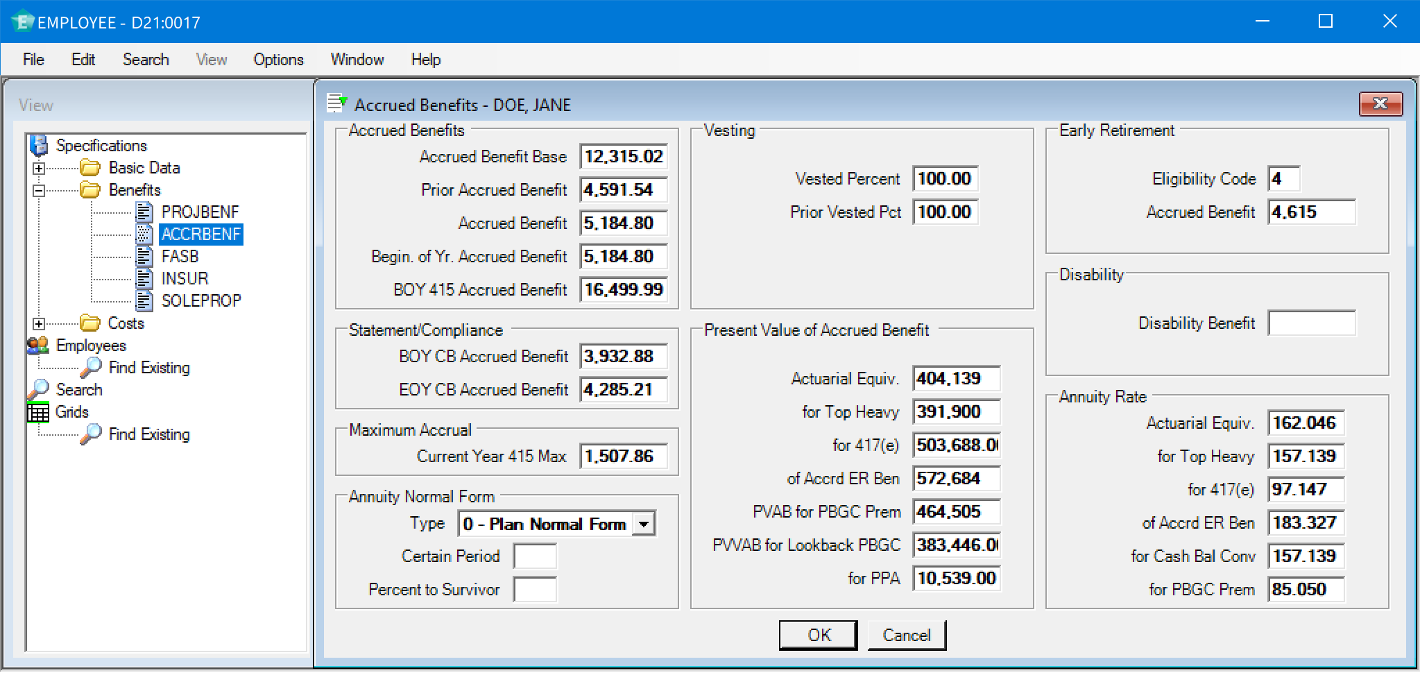 Employee Accrued Benefit