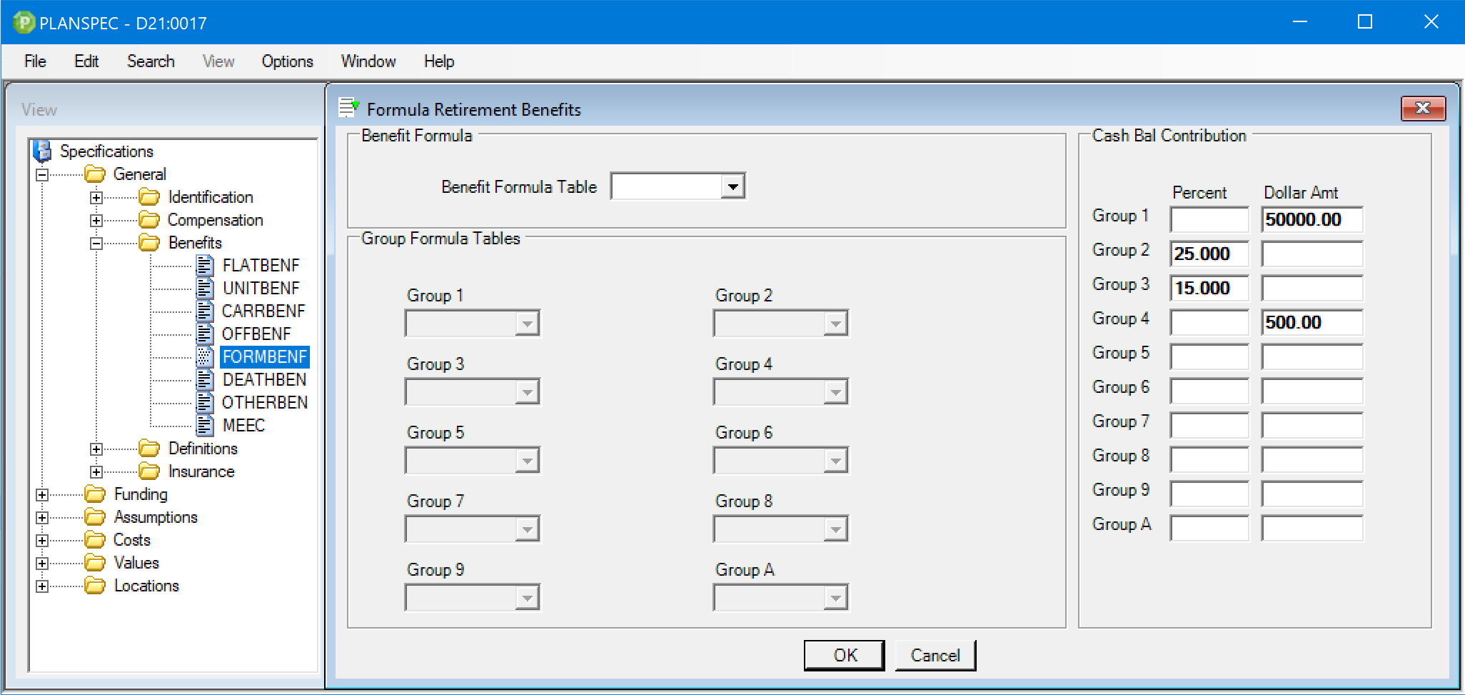 Multiple benefit formulas
