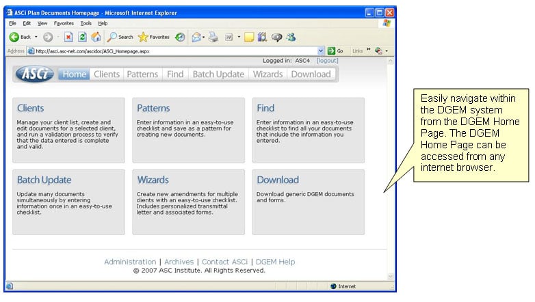 DGEM Plan Document Home Page