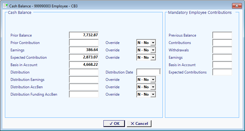 Plan Cash Balance Assumptions